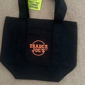 Trader Joe's Halloween Black Canvas Mini Tote NWT